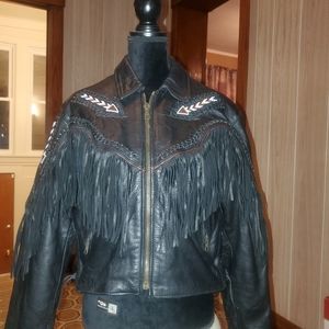 vintage biker's leather jacket size 12